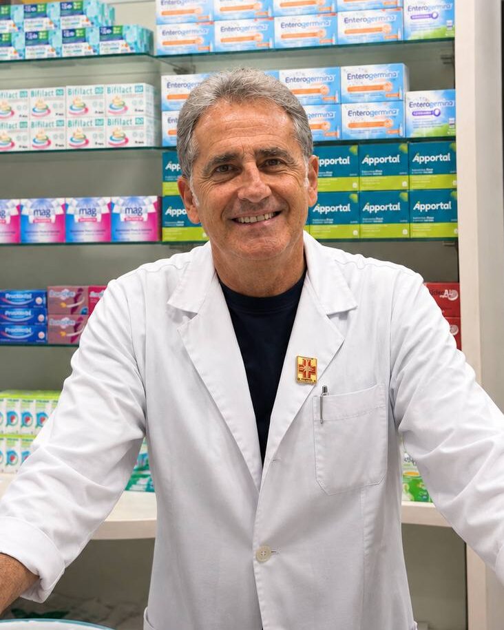 Il dott. Antonino Maria Virgillito, titolare della Farmacia Cairoli, al banco